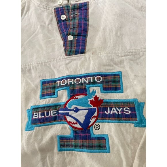 Vintage 90s Toronto BlueBay's Trench Canada sweatshirt white blue women L - Picture 8 of 12